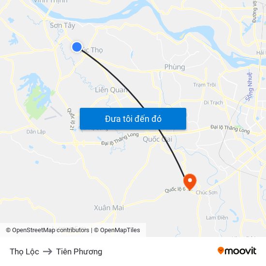 Thọ Lộc to Tiên Phương map