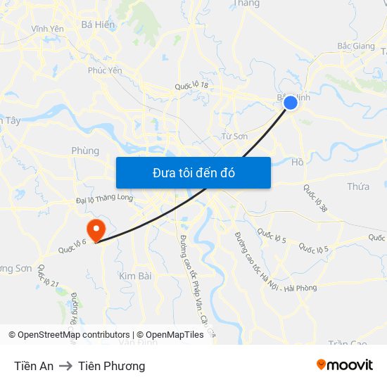 Tiền An to Tiên Phương map