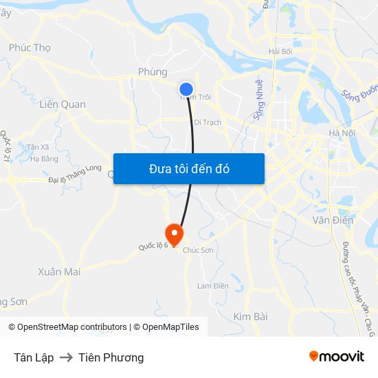 Tân Lập to Tiên Phương map