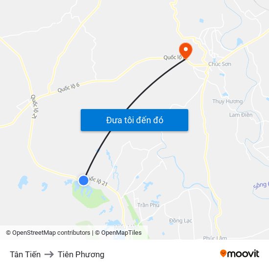 Tân Tiến to Tiên Phương map