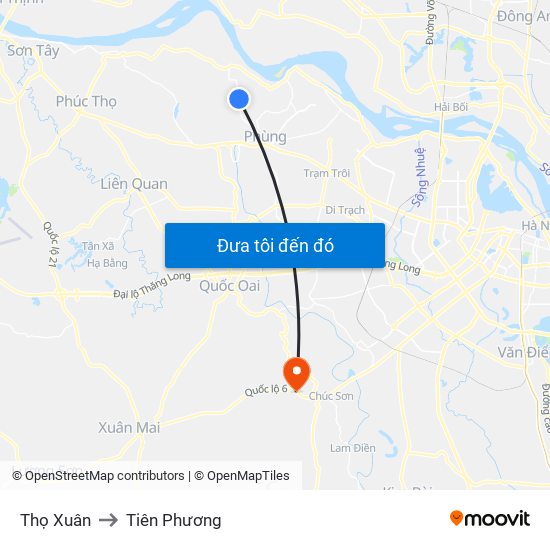 Thọ Xuân to Tiên Phương map