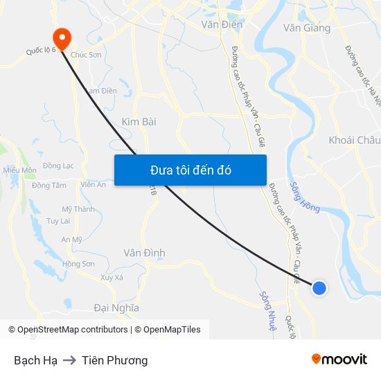 Bạch Hạ to Tiên Phương map