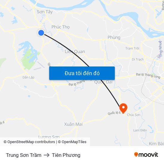 Trung Sơn Trầm to Tiên Phương map