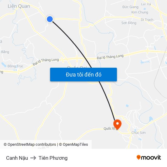 Canh Nậu to Tiên Phương map