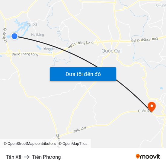 Tân Xã to Tiên Phương map