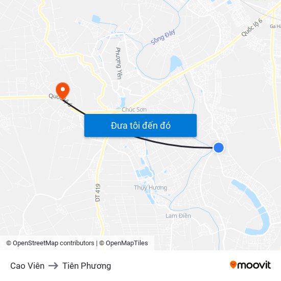 Cao Viên to Tiên Phương map