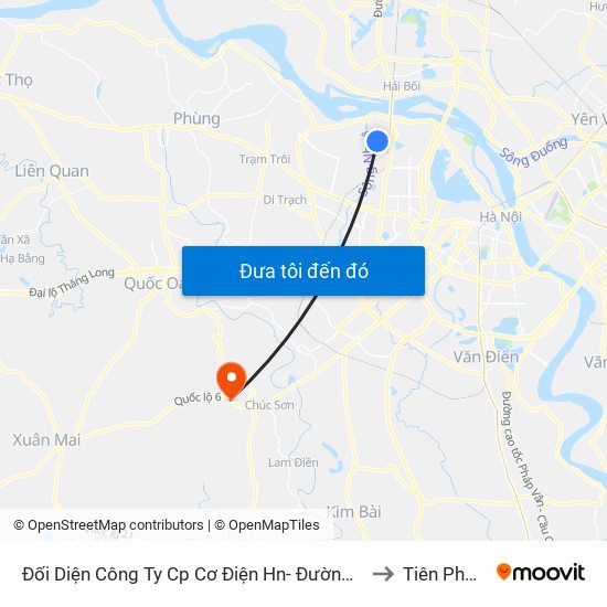 Đối Diện Công Ty Cp Cơ Điện Hn- Đường Đức Thắng to Tiên Phương map