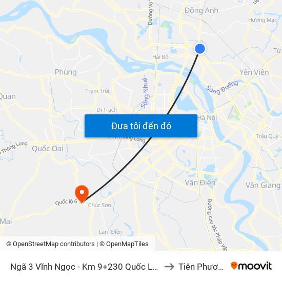 Ngã 3 Vĩnh Ngọc - Km 9+230 Quốc Lộ 3 to Tiên Phương map