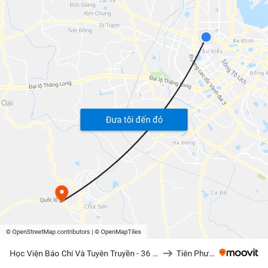 Học Viện Báo Chí Và Tuyên Truyền - 36 Xuân Thủy to Tiên Phương map