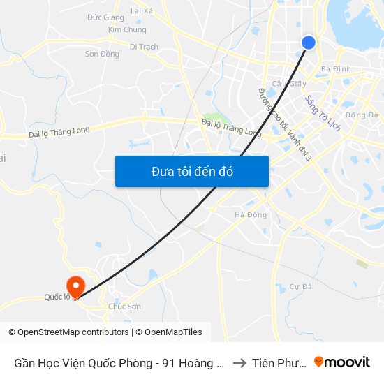 Gần Học Viện Quốc Phòng - 91 Hoàng Quốc Việt to Tiên Phương map