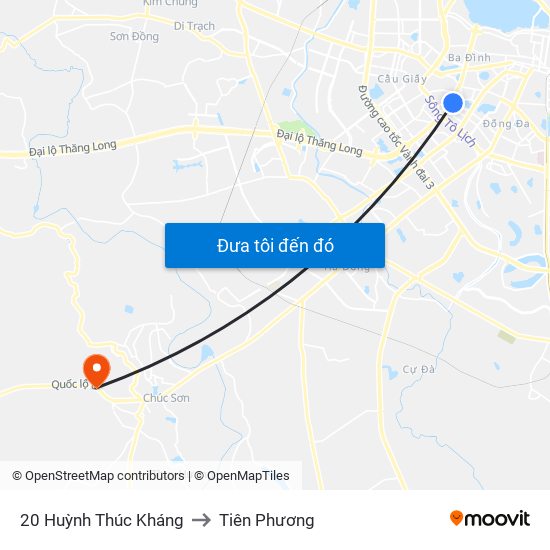 20 Huỳnh Thúc Kháng to Tiên Phương map