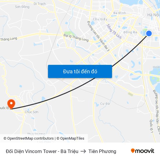 Đối Diện Vincom Tower - Bà Triệu to Tiên Phương map