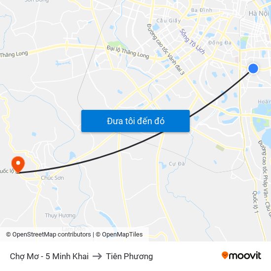 Chợ Mơ - 5 Minh Khai to Tiên Phương map