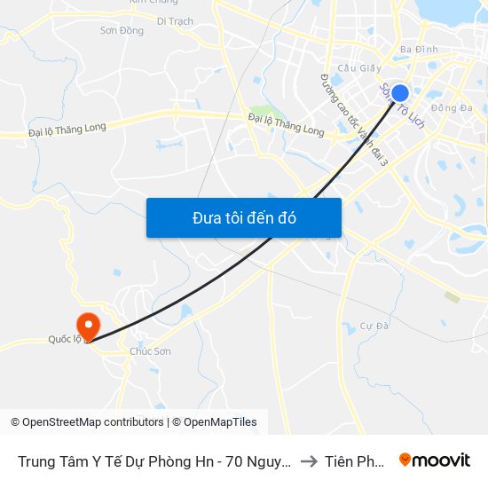 Trung Tâm Y Tế Dự Phòng Hn - 70 Nguyễn Chí Thanh to Tiên Phương map