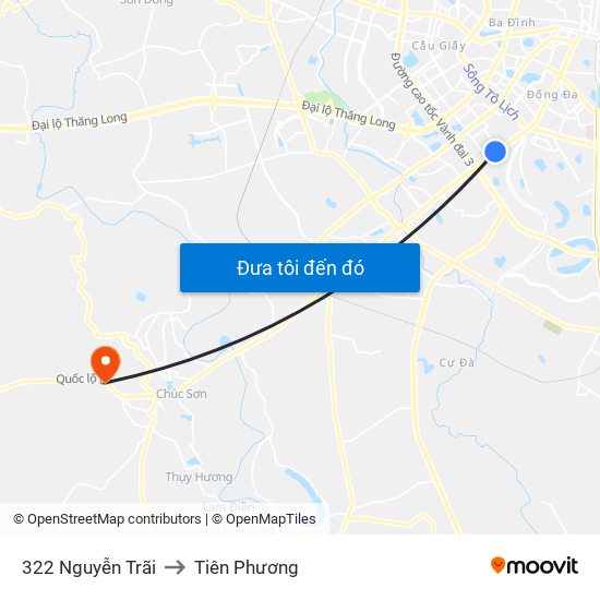 322 Nguyễn Trãi to Tiên Phương map