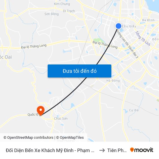 Đối Diện Bến Xe Khách Mỹ Đình - Phạm Hùng (Cột Trước) to Tiên Phương map