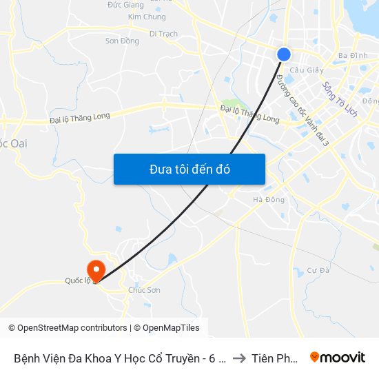 Bệnh Viện Đa Khoa Y Học Cổ Truyền - 6 Phạm Hùng to Tiên Phương map