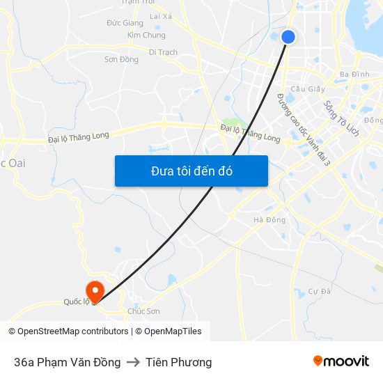36a Phạm Văn Đồng to Tiên Phương map