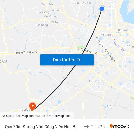 Qua 70m Đường Vào Công Viên Hòa Bình - Phạm Văn Đồng to Tiên Phương map