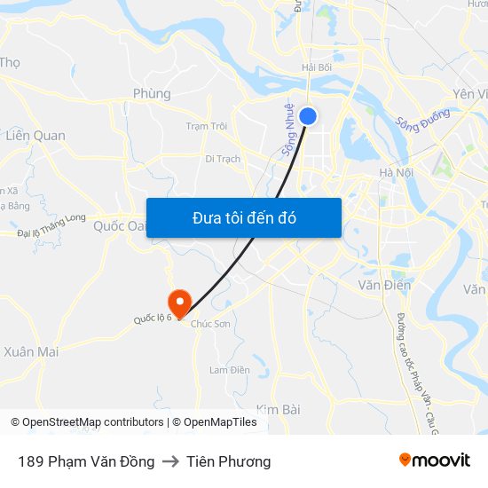 189 Phạm Văn Đồng to Tiên Phương map