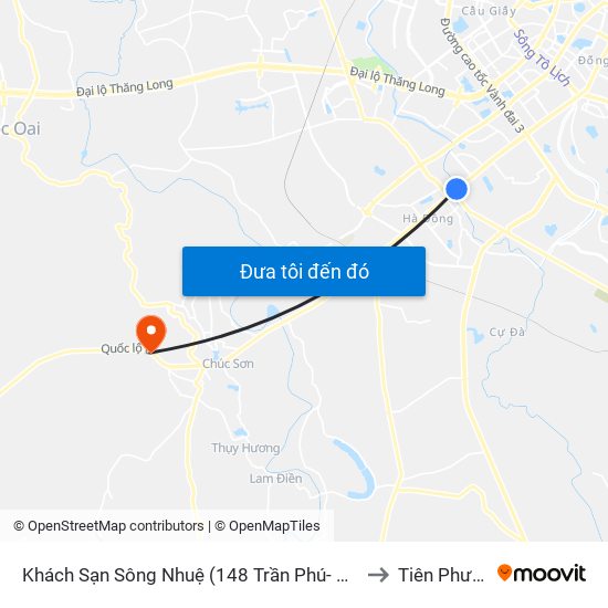 Khách Sạn Sông Nhuệ (148 Trần Phú- Hà Đông) to Tiên Phương map