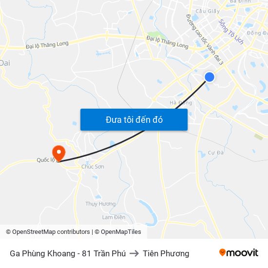 Ga Phùng Khoang - 81 Trần Phú to Tiên Phương map