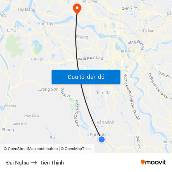 Đại Nghĩa to Tiến Thịnh map