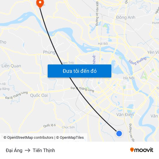 Đại Áng to Tiến Thịnh map