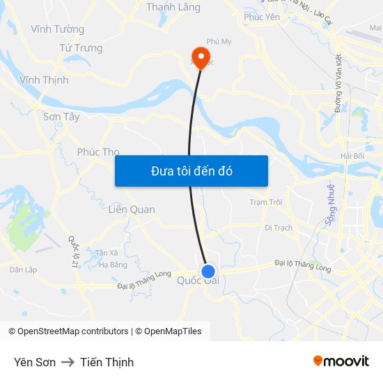 Yên Sơn to Tiến Thịnh map