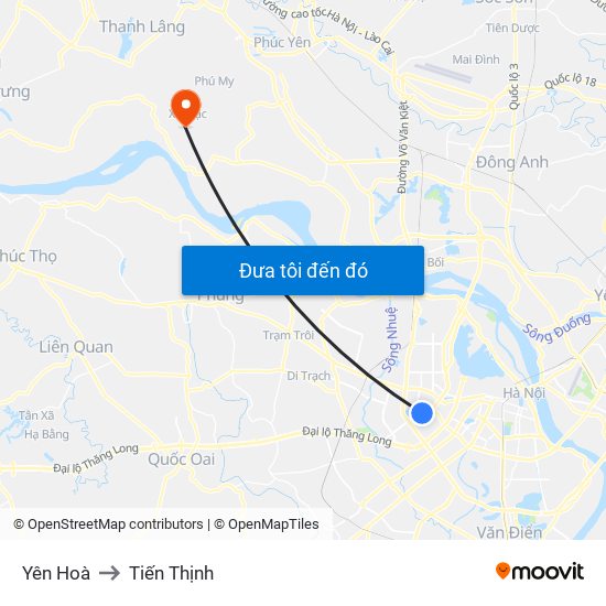 Yên Hoà to Tiến Thịnh map