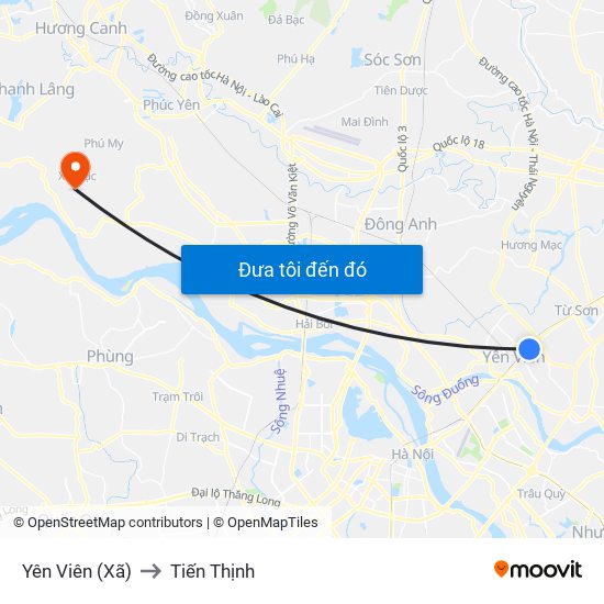 Yên Viên (Xã) to Tiến Thịnh map