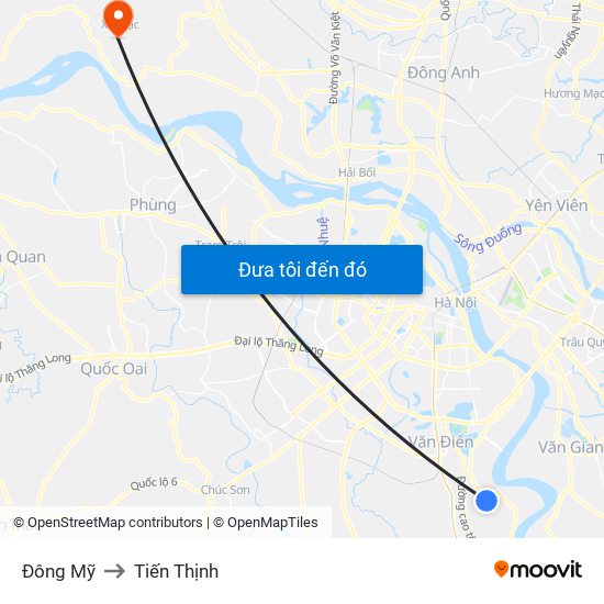 Đông Mỹ to Tiến Thịnh map