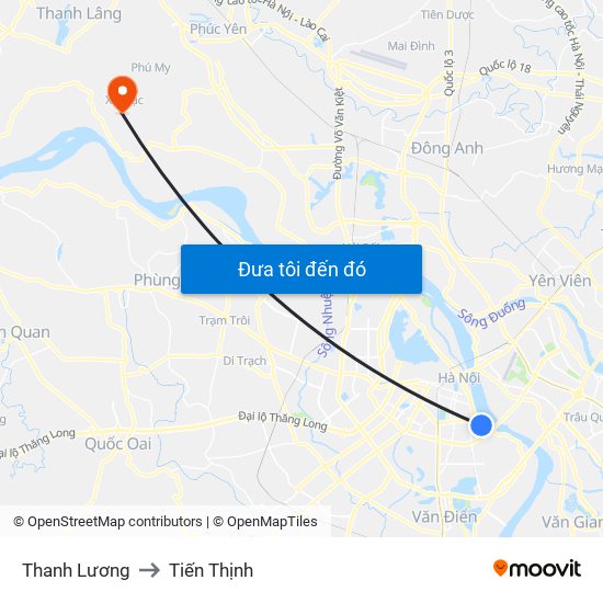 Thanh Lương to Tiến Thịnh map