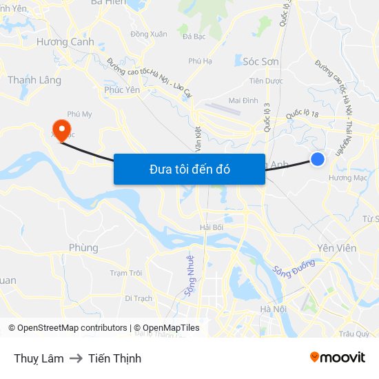 Thuỵ Lâm to Tiến Thịnh map