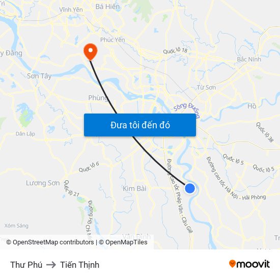 Thư Phú to Tiến Thịnh map