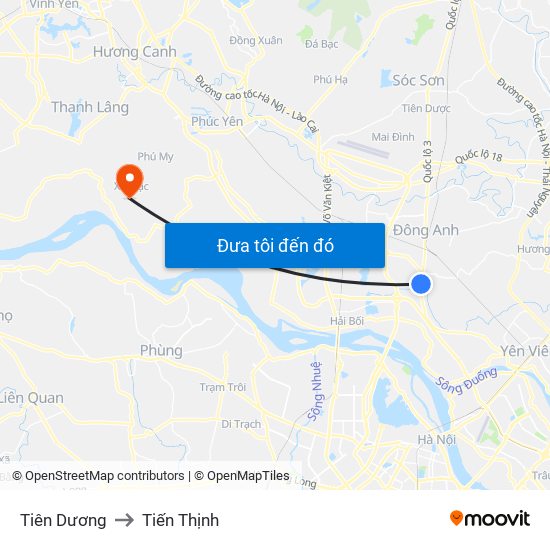 Tiên Dương to Tiến Thịnh map