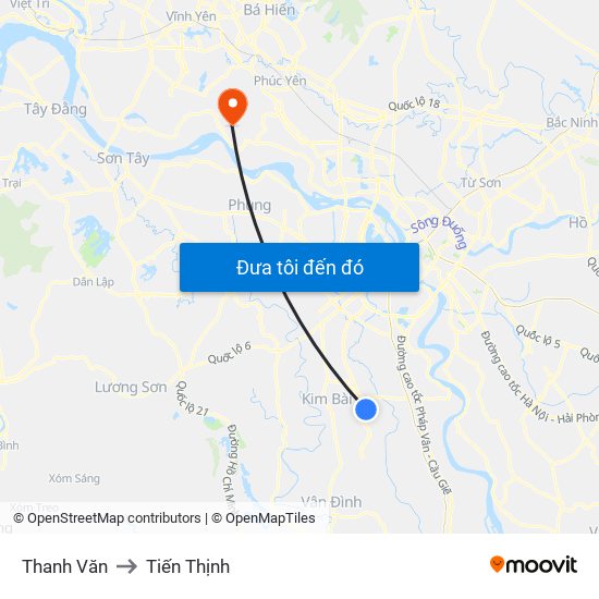 Thanh Văn to Tiến Thịnh map