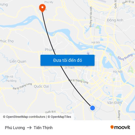 Phú Lương to Tiến Thịnh map