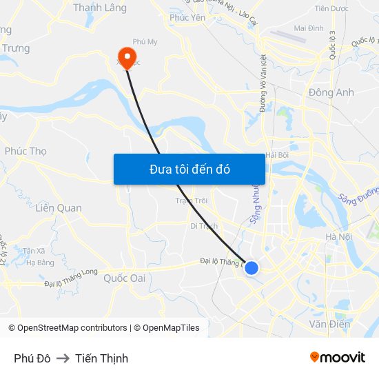 Phú Đô to Tiến Thịnh map
