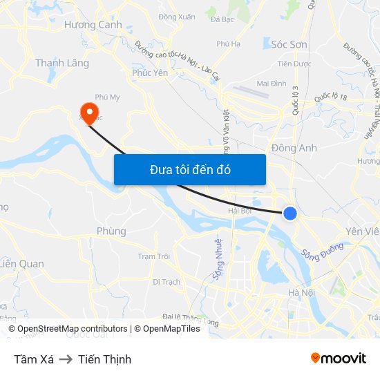 Tầm Xá to Tiến Thịnh map