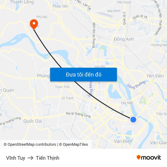 Vĩnh Tuy to Tiến Thịnh map