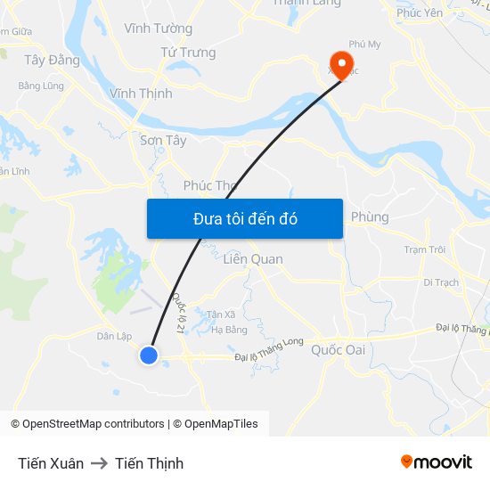 Tiến Xuân to Tiến Thịnh map