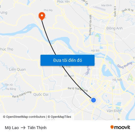 Mộ Lao to Tiến Thịnh map