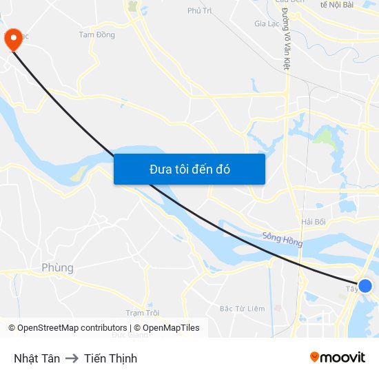 Nhật Tân to Tiến Thịnh map