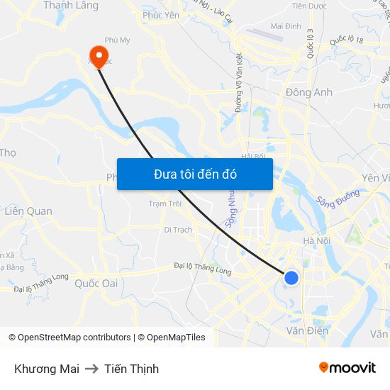 Khương Mai to Tiến Thịnh map