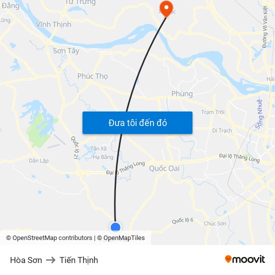 Hòa Sơn to Tiến Thịnh map