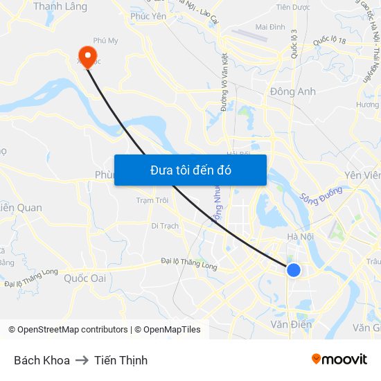 Bách Khoa to Tiến Thịnh map