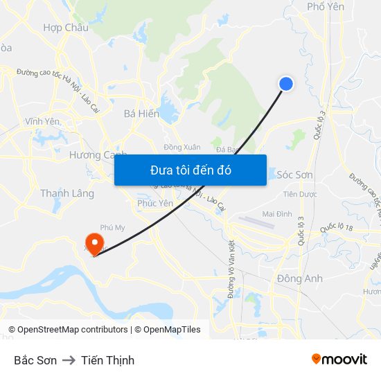 Bắc Sơn to Tiến Thịnh map