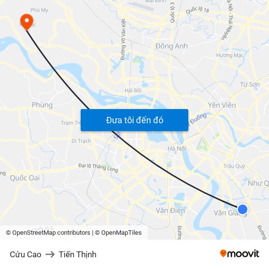 Cửu Cao to Tiến Thịnh map