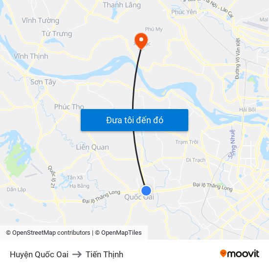 Huyện Quốc Oai to Tiến Thịnh map